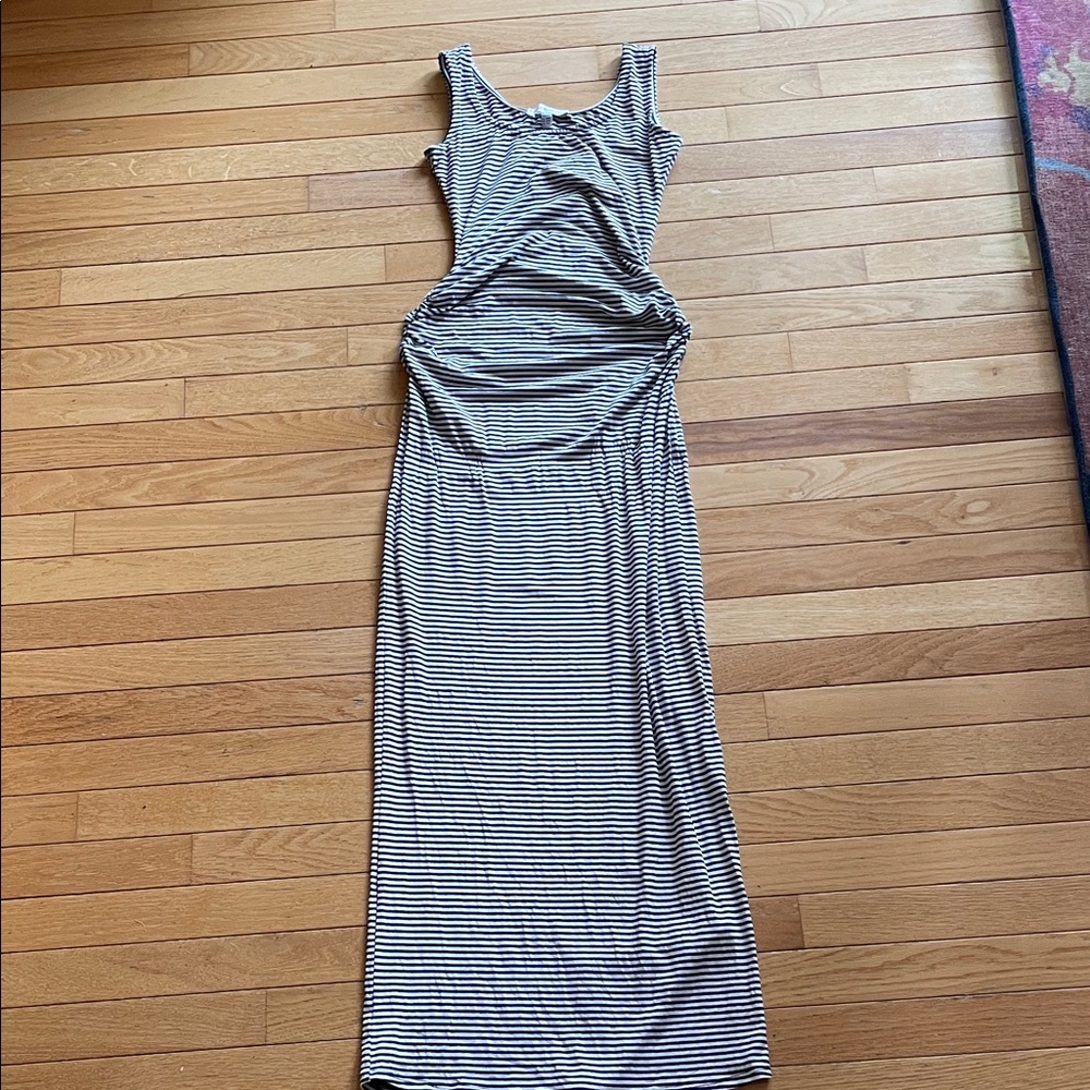 Navy Striped Sleeveless Maxi Maternity Dress